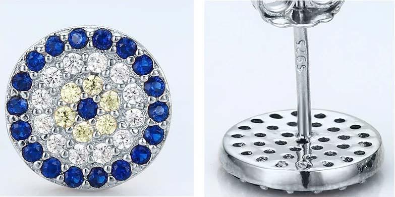925 Silver Evil Eye Stud Earring Pair White Evil Eye Sydney Grand Bazaar 