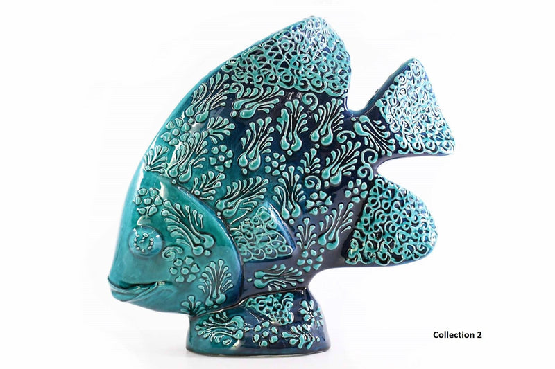 Turkish Ceramic Fish Figurines Turquoise Green