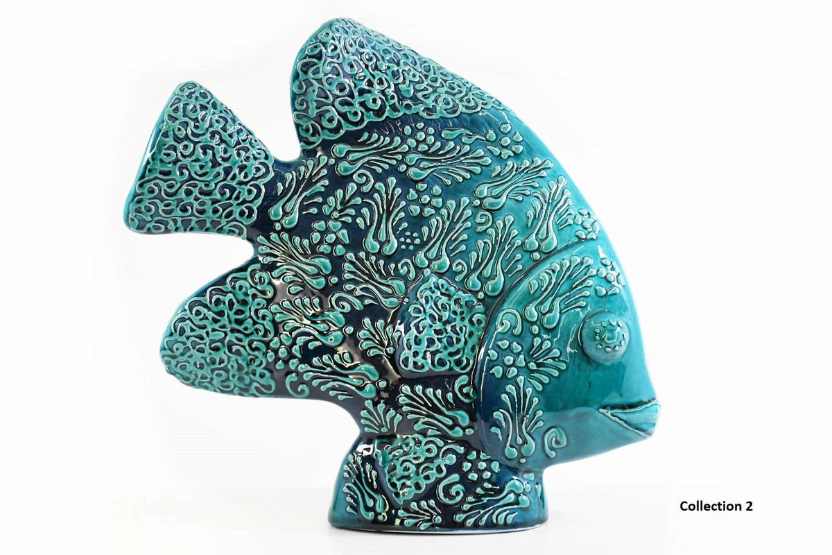 Turkish Ceramic Fish Figurines Turquoise Green