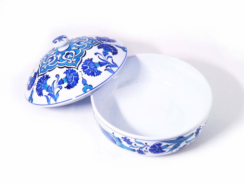 Traditional Iznik Ceramic Sugar Bowls Lid Off