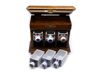 Hand painted ceramic drawers box brown