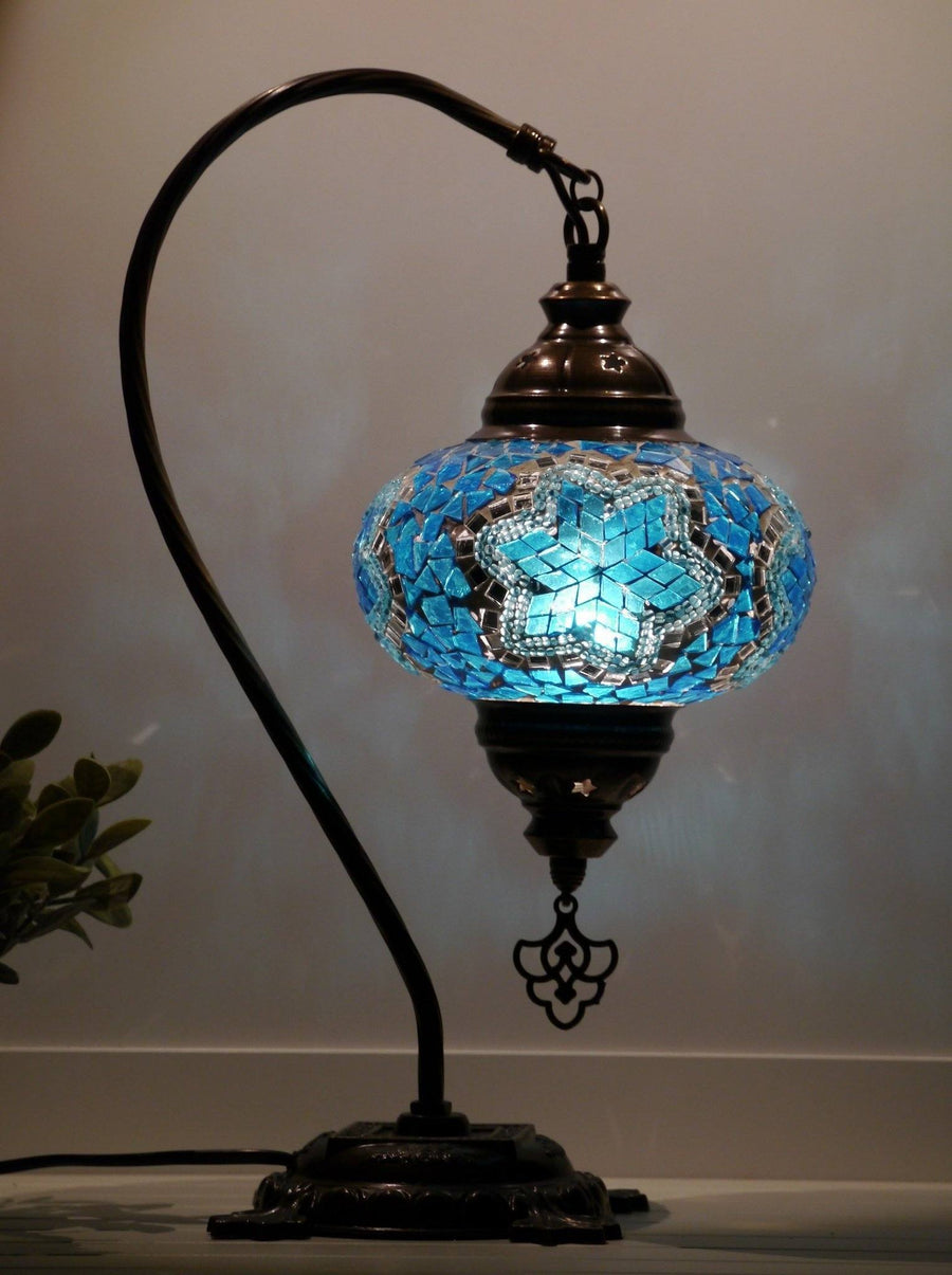 Turkish Lamp Aqua Star Table & Bedside Lamps Sydney Grand Bazaar