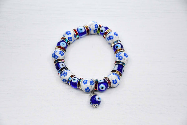 Turkish Greek Mati Evil Eye Bracelet White