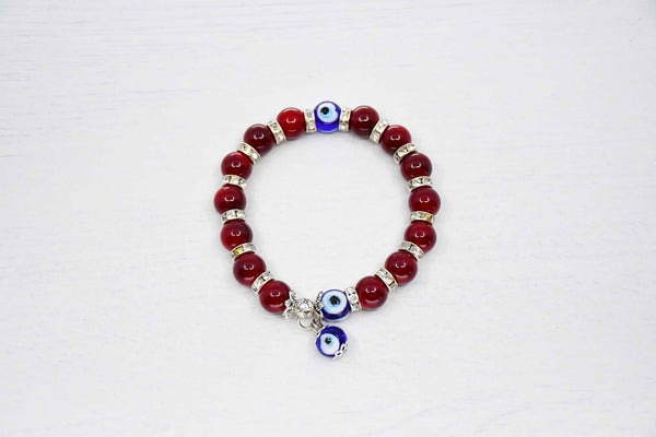 Turkish Greek Mati Evil Eye Bracelet Maroon