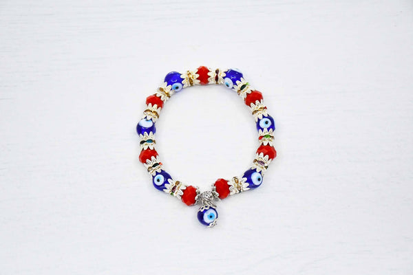 Turkish Greek Mati Evil Eye Bracelet Red Silver