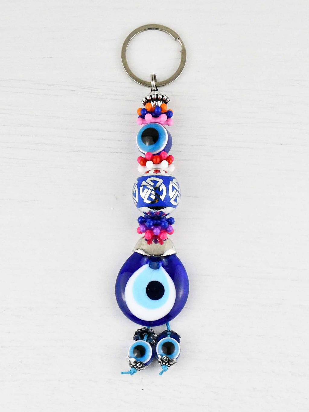 Evil Eye Keyring Large Blue Ball Colourful