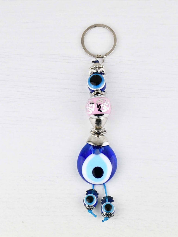 Evil Eye Keyring Large Pink Ball