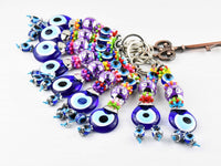 Evil Eye Keyring Large Purple Ball Colourful