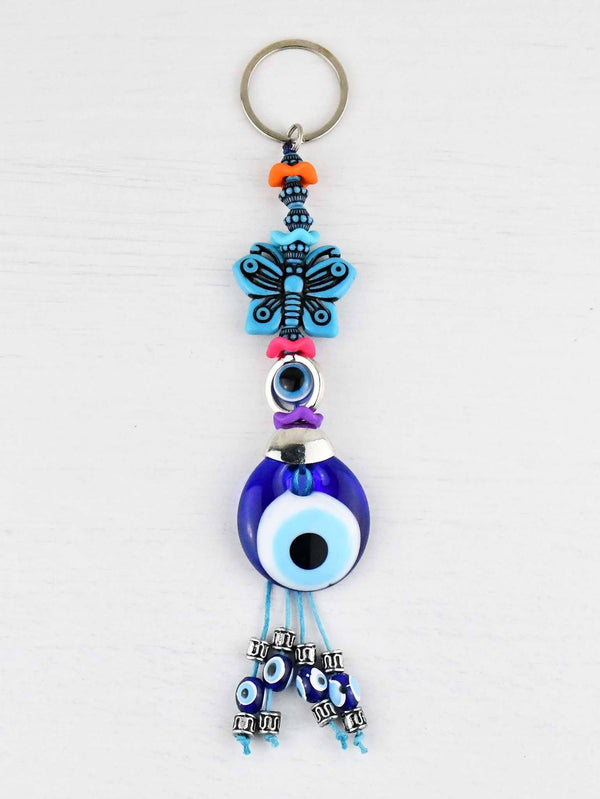 Evil Eye Keyring Turquoise Butterfly Design