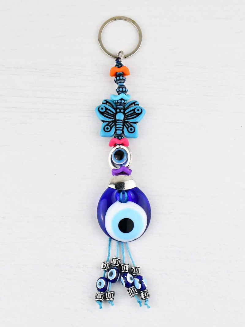 Evil Eye Keyring Turquoise Butterfly Design