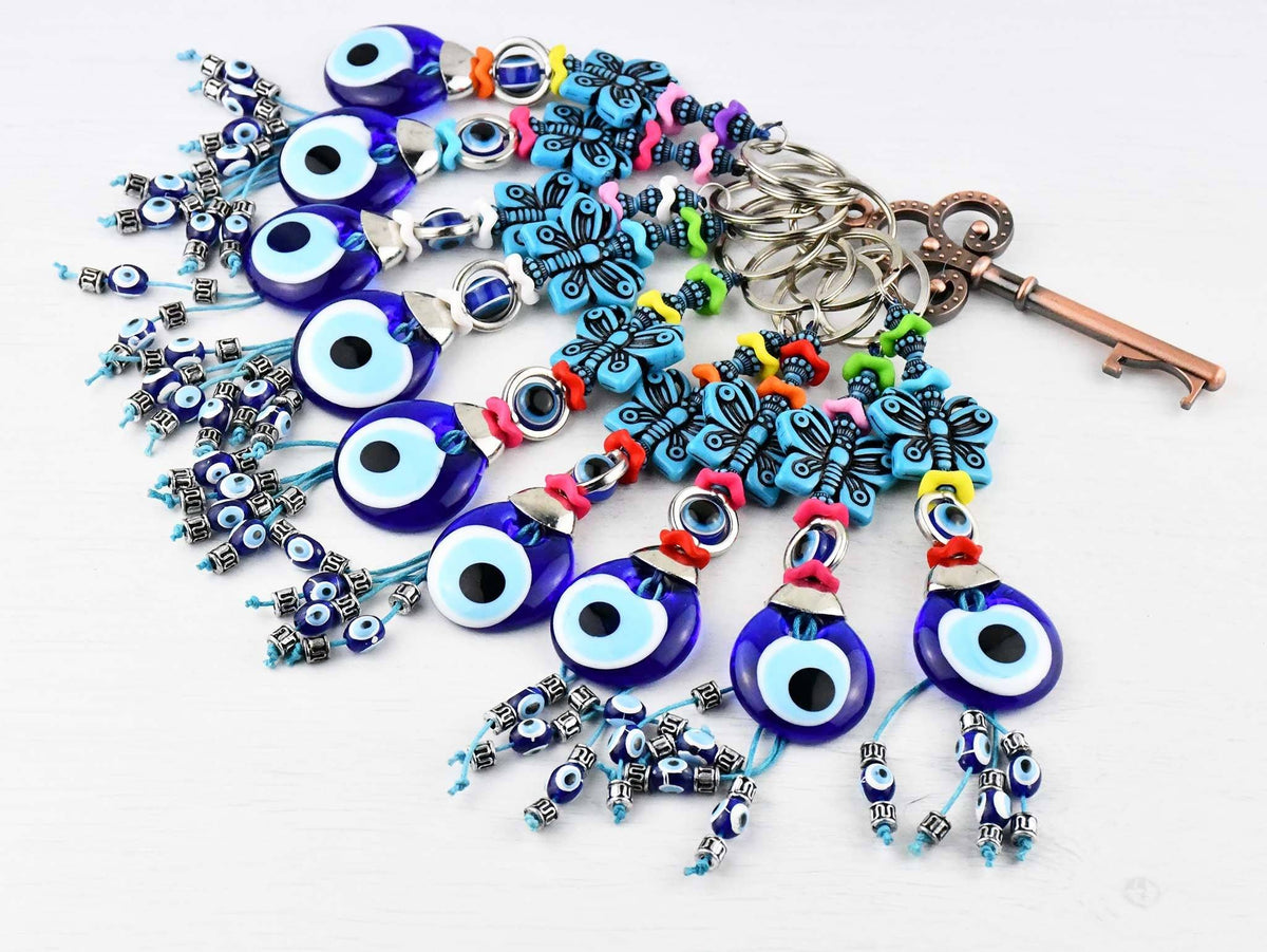 Evil Eye Keyring Turquoise Butterfly Design
