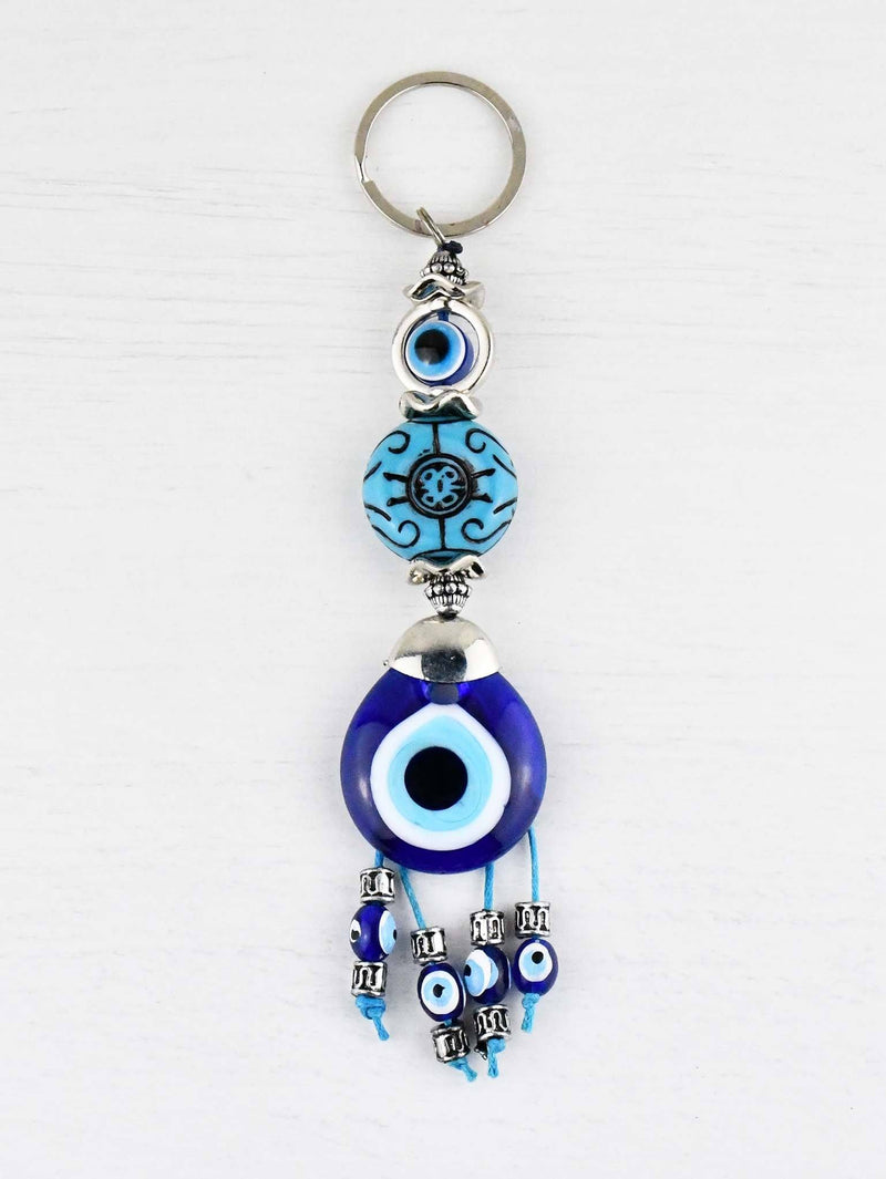 Evil Eye Keyring Turquoise Round Design