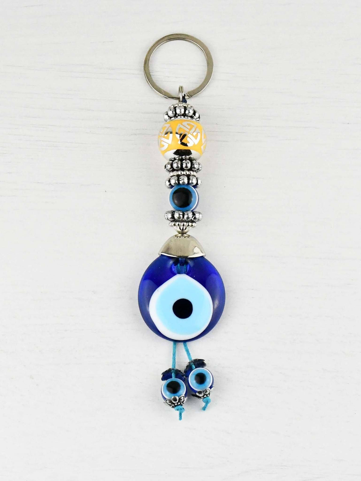 Evil Eye Keyring Large Yellow Ball Eye Bead