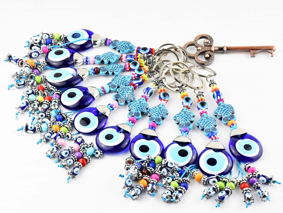 Evil Eye Keyring Turquoise Fish Design