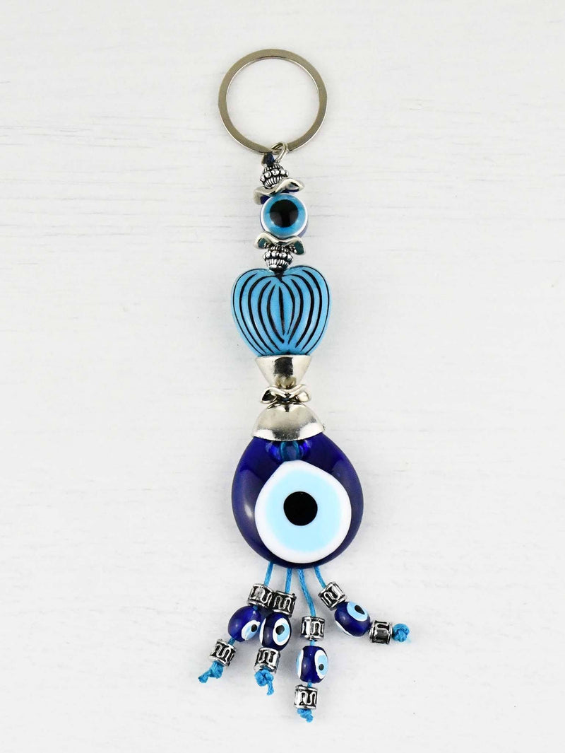 Evil Eye Keyring Turquoise Heart Design