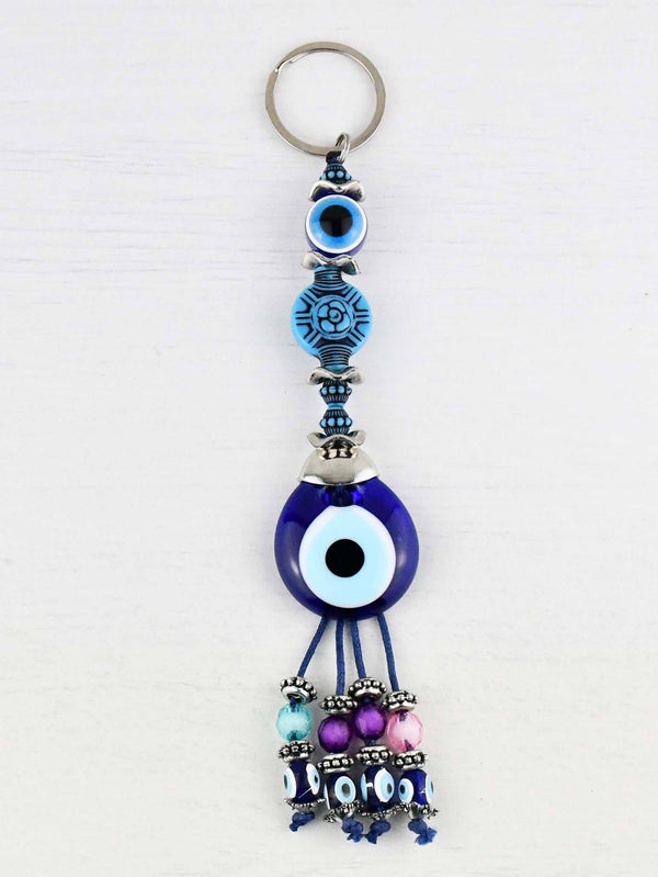 Evil Eye Keyring Turquoise Rose Design