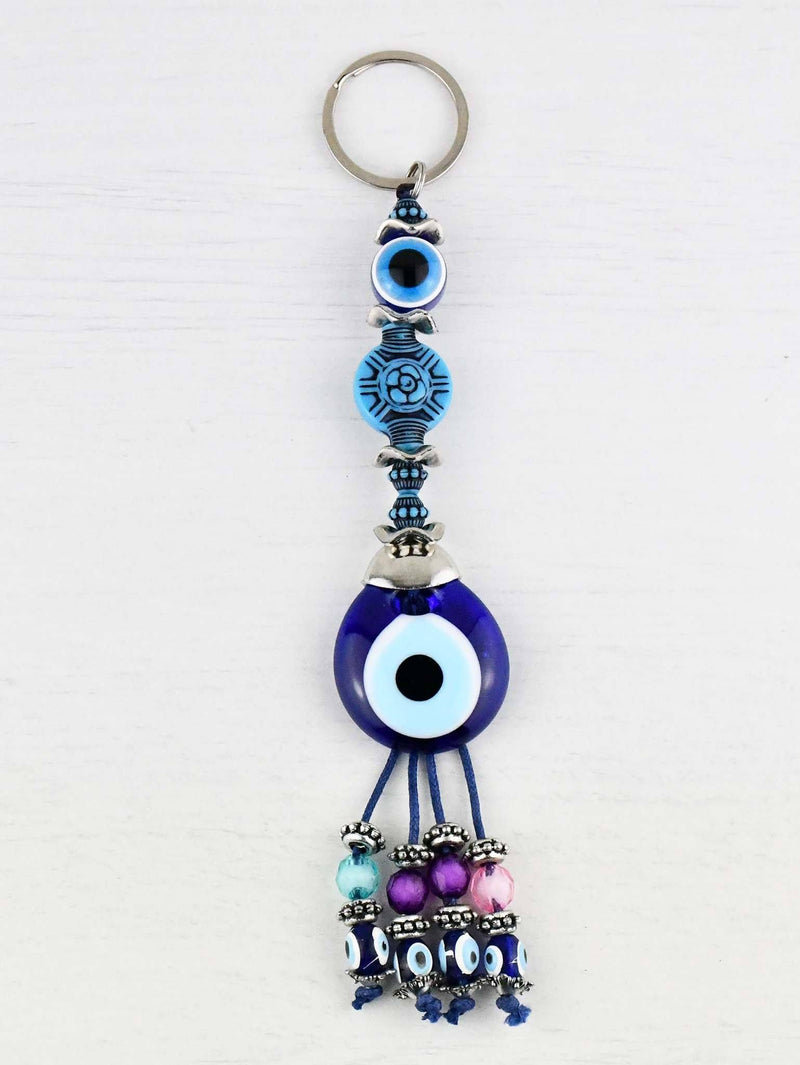 Evil Eye Keyring Turquoise Rose Design