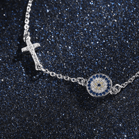 925 Evil Eye Cross Sterling Silver Bracelet