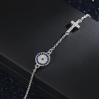925 Evil Eye Cross Sterling Silver Bracelet