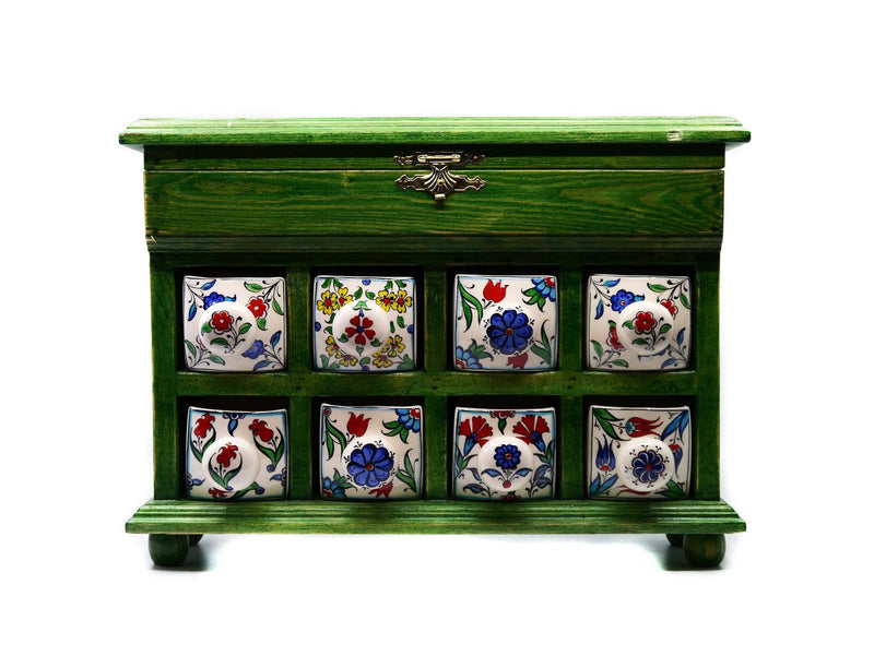Handmade Ceramic Drawers Box Green
