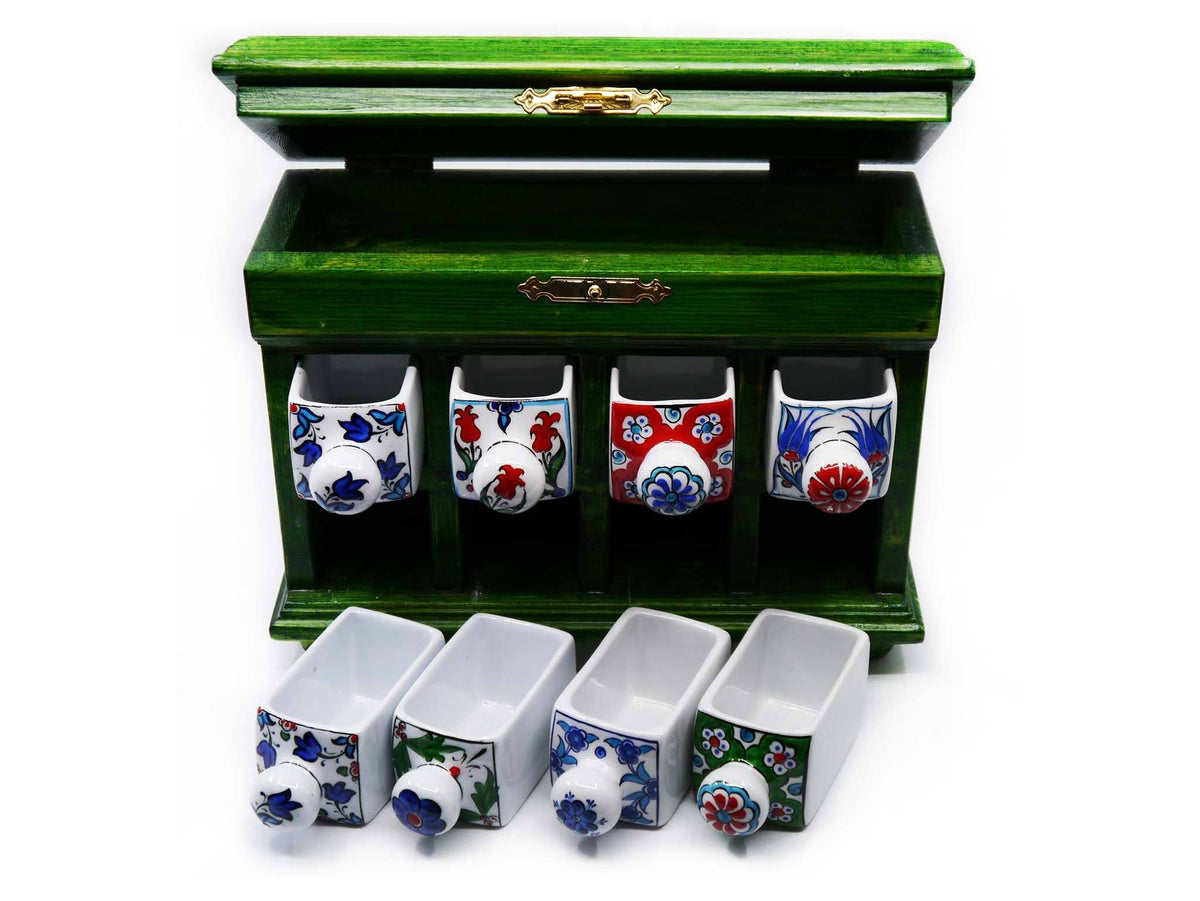 Handmade Ceramic Drawers Box Green