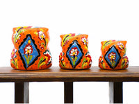 Owl Ornament Flower Orange Set of 3 Back side