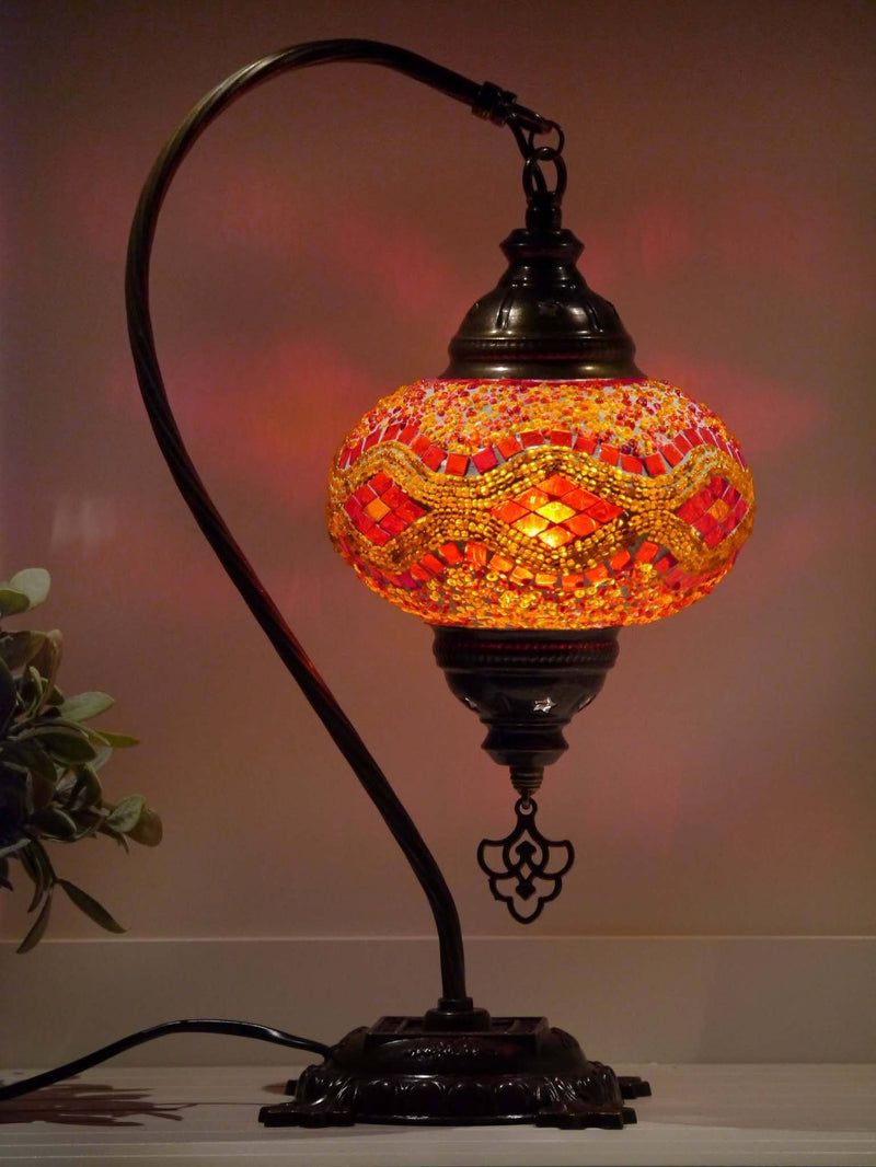 Turkish bedside table lamps orange colour