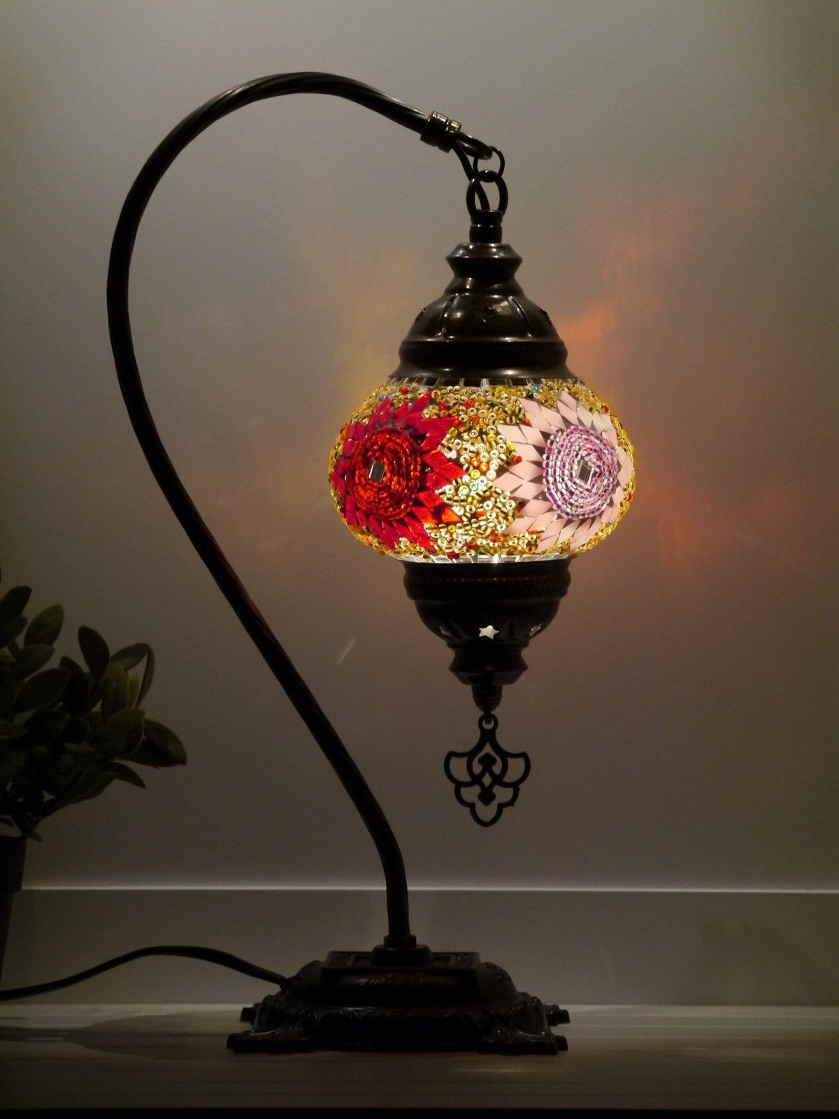 turkish mosaic lamp red pink colour australia