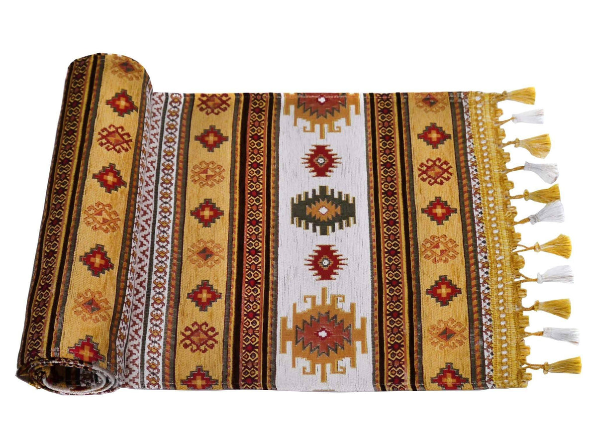 Table Runner Golden Brown White Colour