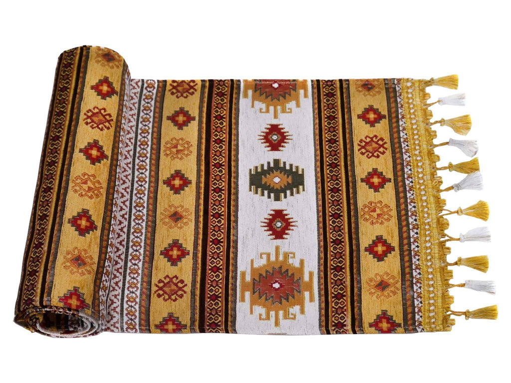 Table Runner Golden Brown White Colour
