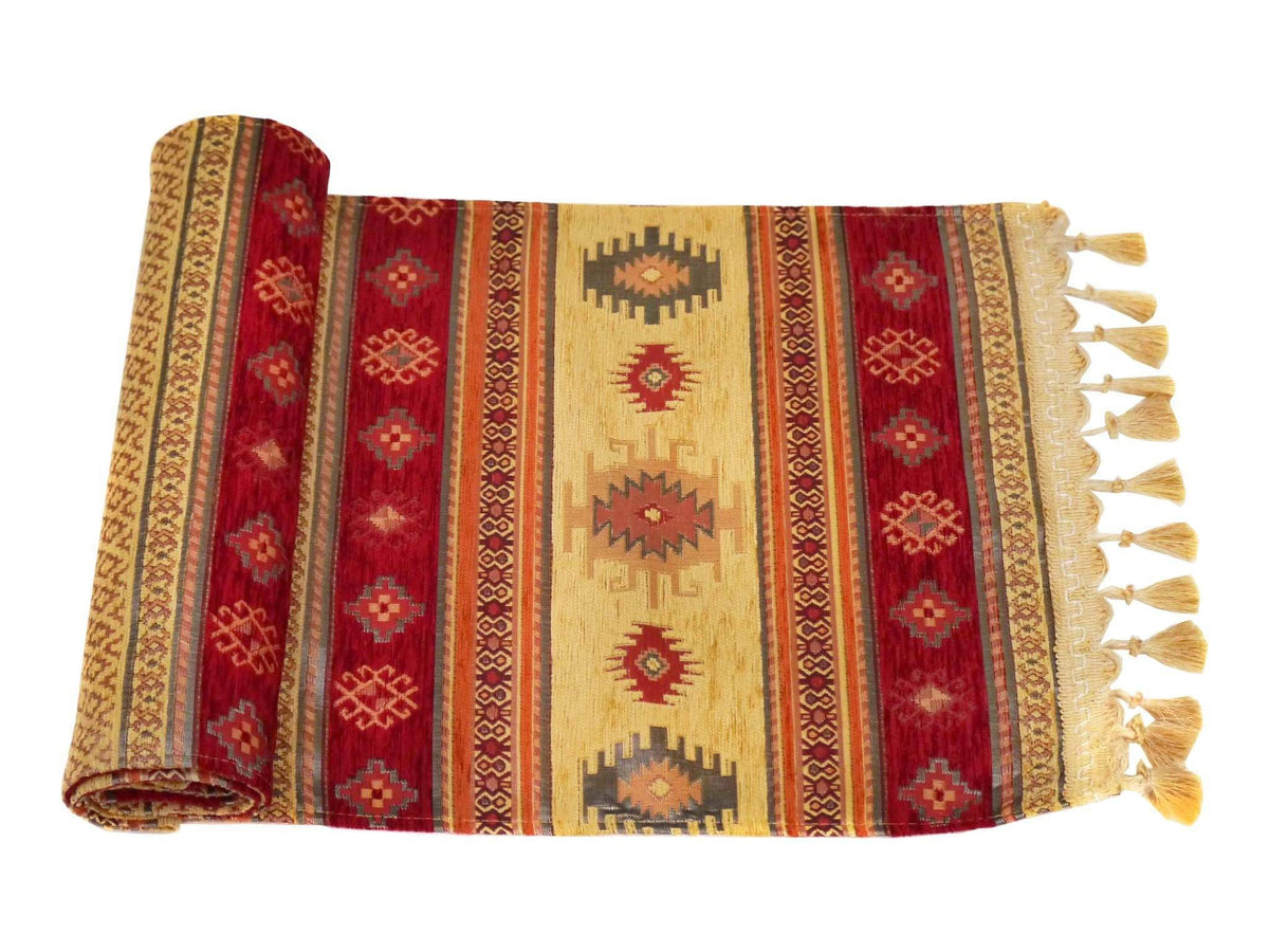 Table Runner Golden Red Colour