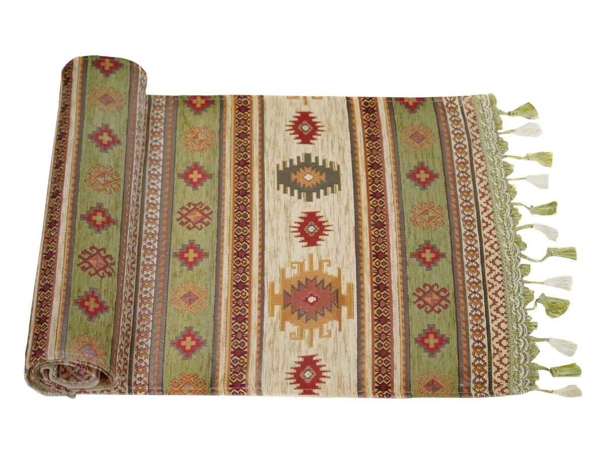 Table Runner Green Cream Colour