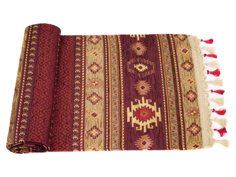 Turkish Table Runner Brown Maroon Colour
