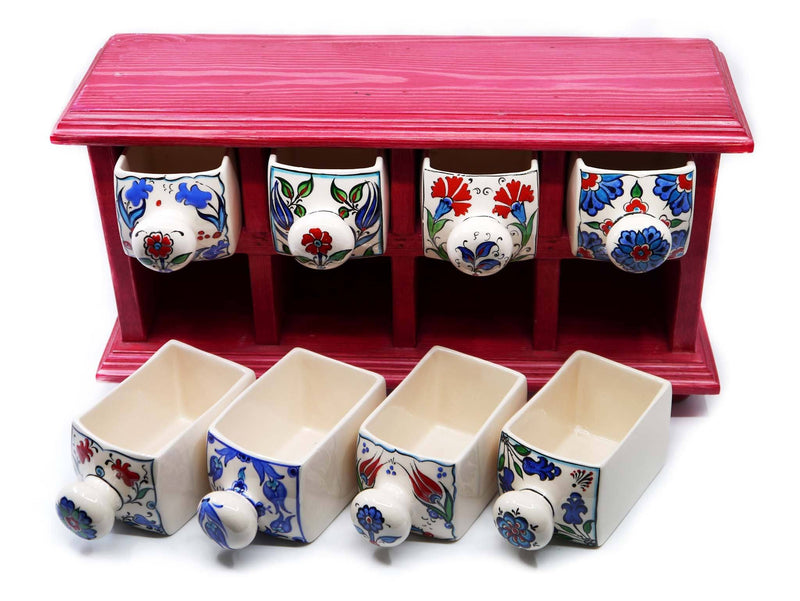 Handmade Ceramic Drawers Box Red