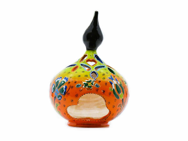 Turkish Candle Holder Large Pear Green Orange