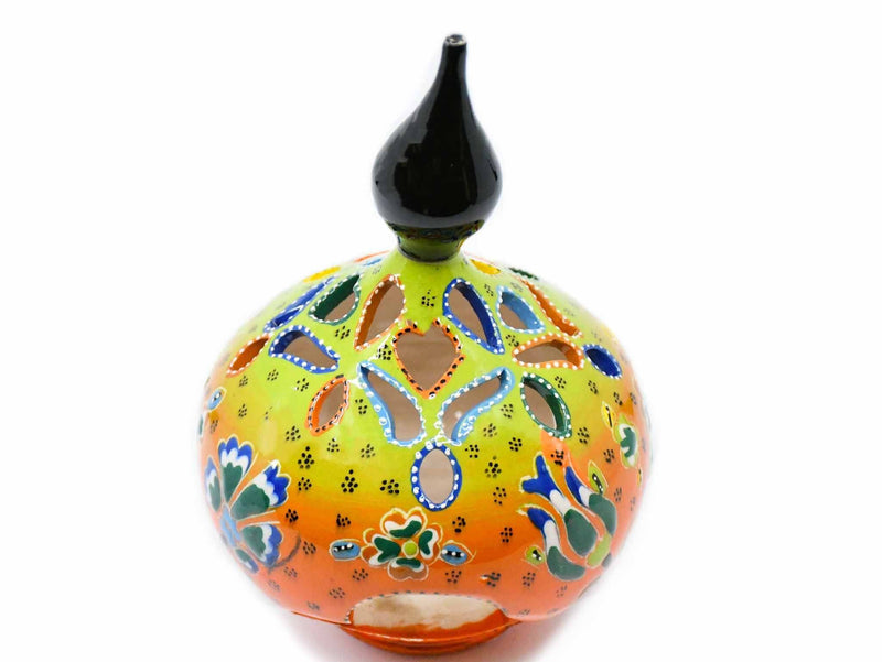 Turkish Candle Holder Large Pear Green Orange