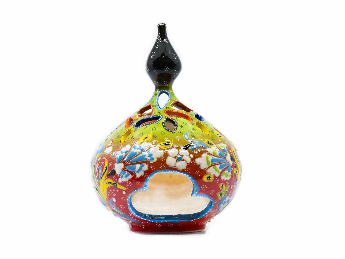 Turkish Candle Holder Large Pear Flower Green Red