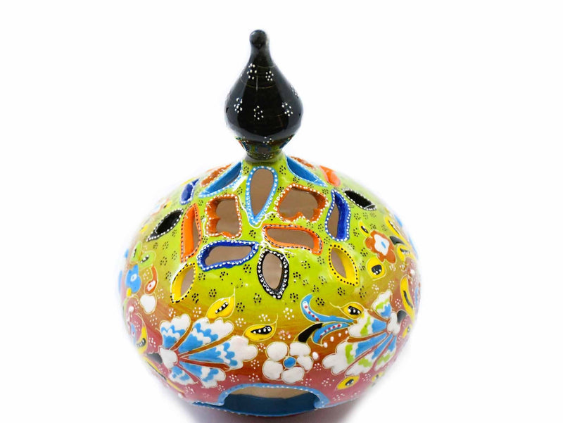 Turkish Candle Holder Large Pear Flower Green Red