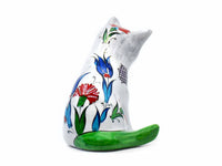 Turkish Cat Figurine Playful Green Tail Iznik