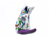 Turkish Cat Figurine Playful Purple Tail Iznik