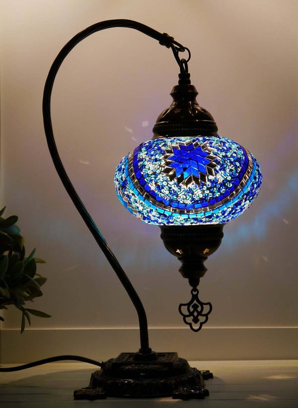 Turkish Lamp Blue Aqua Round Star