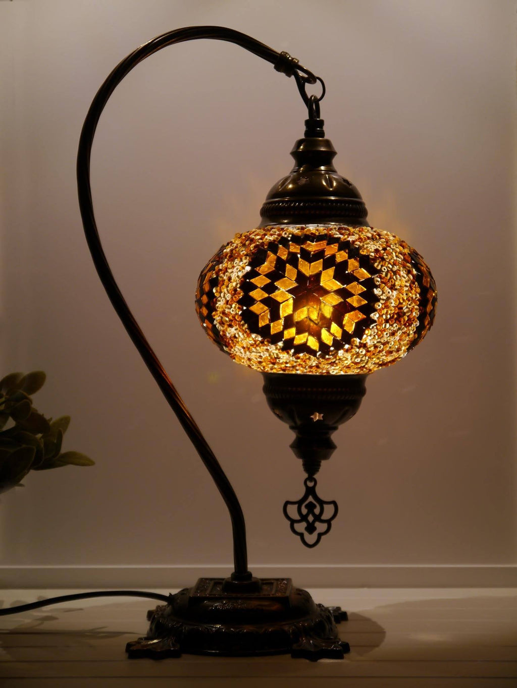 Turkish Bedside Lamps Brown Yellow Colour