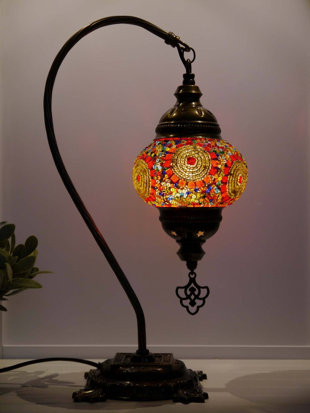 Turkish Lamp Hanging Multicoloured Golden Circle Beads