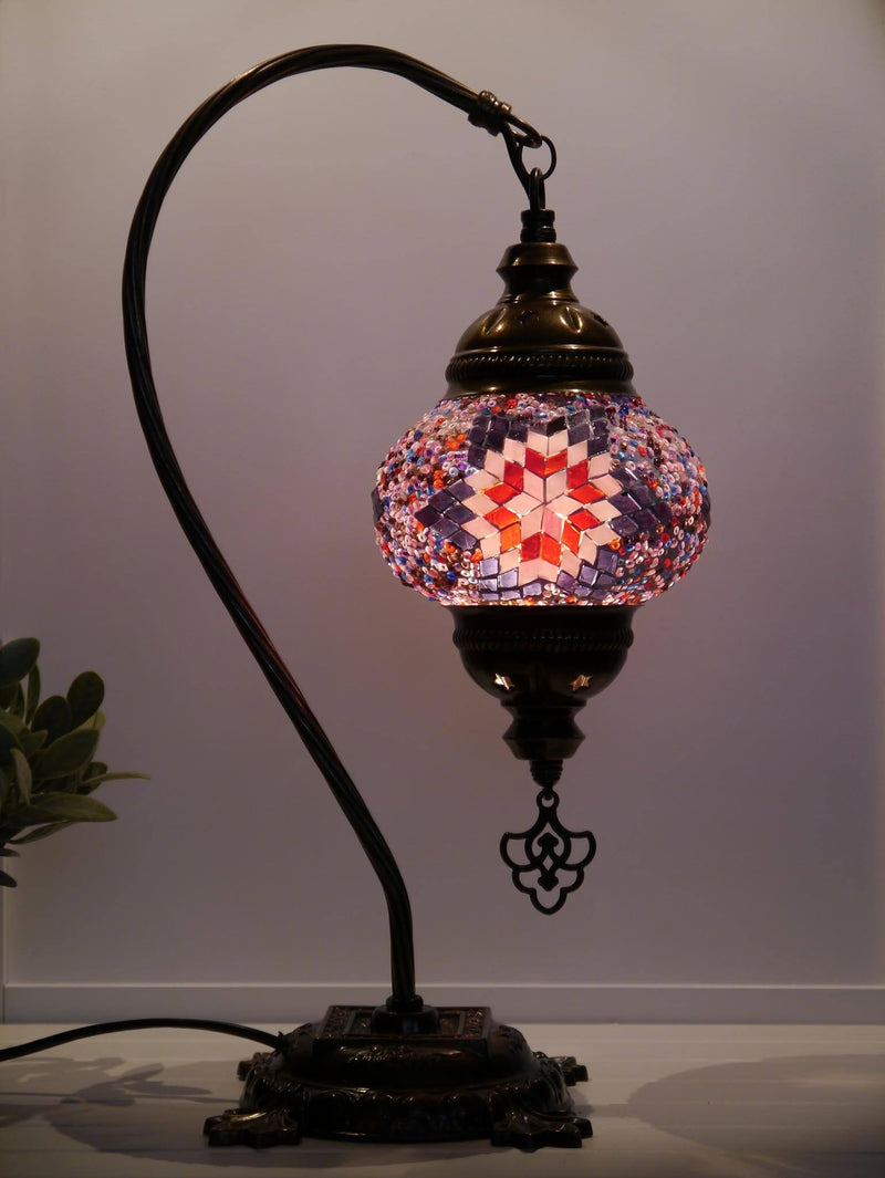 Turkish Lamp Hanging Red Orange Mosaic Star