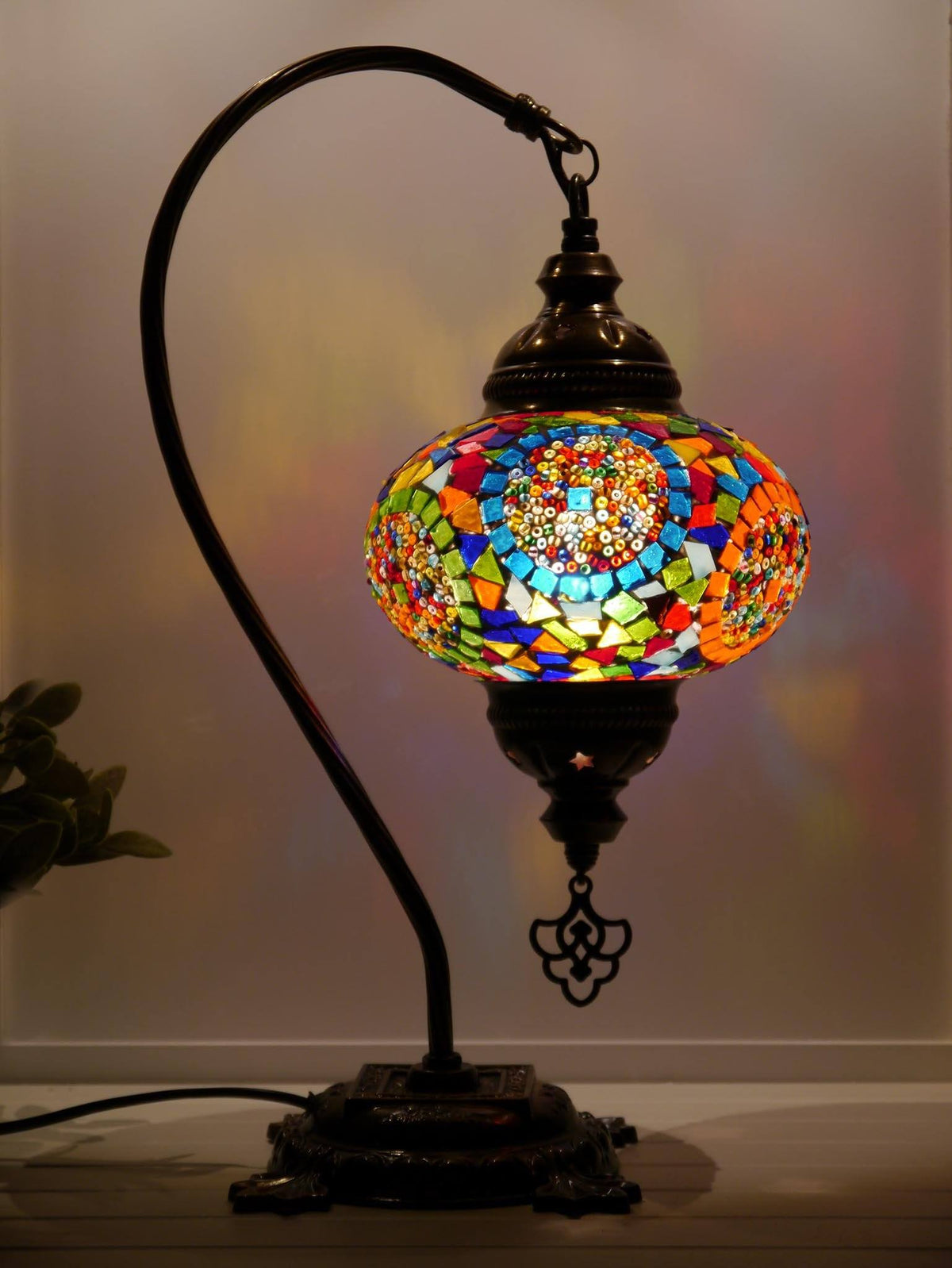 Turkish Lamp Multicoloured Mix Mosaic Circle