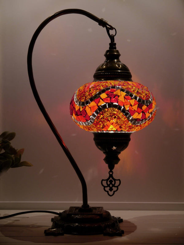 Turkish Lamp Red Orange Ziczac