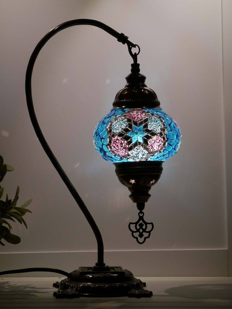 turkish mosaic lamp aqua pink colour australia