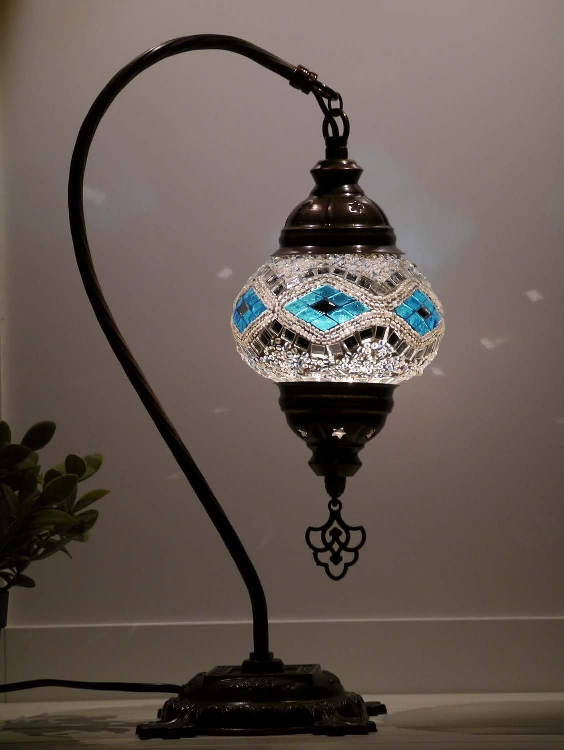 turkish mosaic lamp white aqua colour australia