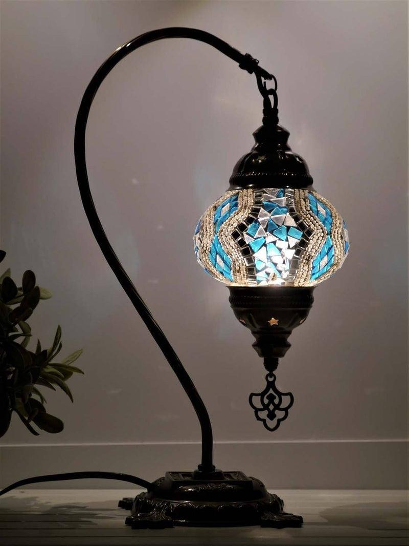 turkish mosaic lamp white aqua colour australia