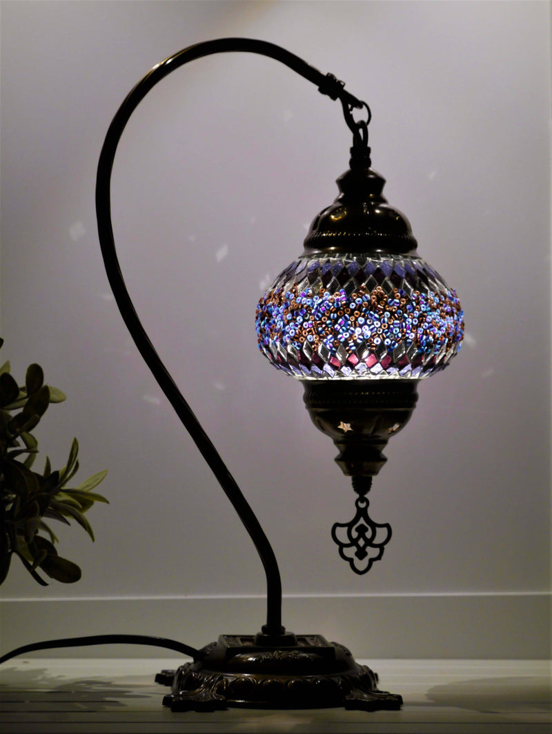 Turkish Lamp Hanging Aqua Pink Flower Star